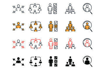 Recruitment set Icon. Head Hunting Related Vector symbol for your infographics web site design illustration