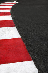 Motor race asphalt curb on Monaco Grand Prix street circuit