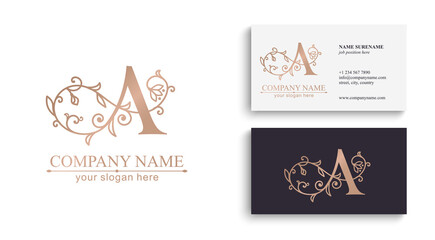 Premium Vector A logo. Monnogram, lettering. Delicate elegant floral pattern of roses. Personal logo or sign for branding an elite company. Vector design.