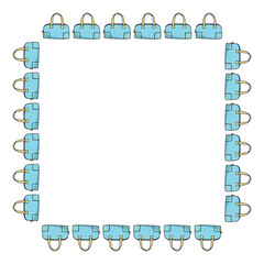 Square frame with blue bags on white background. Vector image.