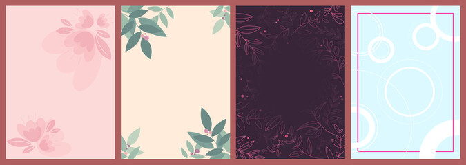 Women's day blanks for postcards. Beautiful holiday templates in vertical orientation.