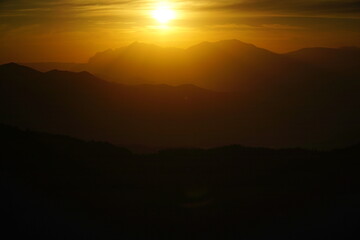 Sunrise in the Caucasus, mountains.