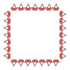 Fototapeta premium Square frame with pink bags on white background. Vector image.