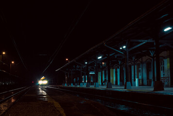 small town train station at the night