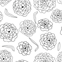 vector seamless pattern contour flowers on colored background