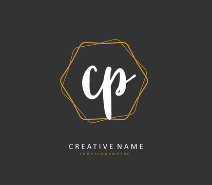 CP Initial letter handwriting and signature logo. A concept handwriting initial logo with template element.