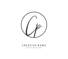 CP Initial letter handwriting and signature logo. A concept handwriting initial logo with template element.