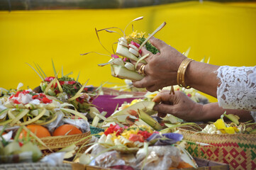 Offerings at the Nyepi ceremony of Indonesian Hindus