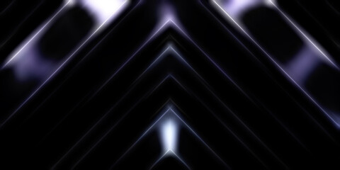 Abstract shining geometric lights background. Fractal symmetric graphic illustration. Intersecting glowing and shimmering bars.