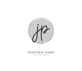JP Initial letter handwriting and signature logo. A concept handwriting initial logo with template element.