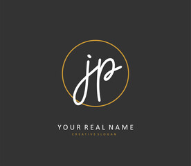 JP Initial letter handwriting and signature logo. A concept handwriting initial logo with template element.