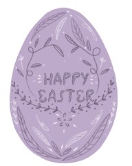 easter egg illustration with floral motif isolated on white background