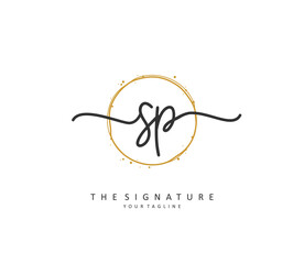 SP Initial letter handwriting and signature logo. A concept handwriting initial logo with template element.