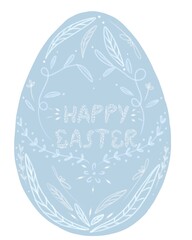 easter egg illustration with floral motif isolated on white background