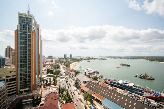 Aerial view of Dar Es Salaam capital of Tanzania in Africa