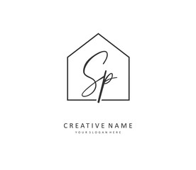 SP Initial letter handwriting and signature logo. A concept handwriting initial logo with template element.