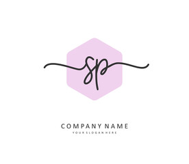 SP Initial letter handwriting and signature logo. A concept handwriting initial logo with template element.