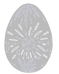 easter egg illustration with floral motif isolated on white background