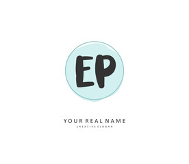 EP Initial letter handwriting and signature logo. A concept handwriting initial logo with template element.