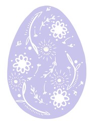 easter egg illustration with floral motif isolated on white background