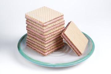 Square wafers on a plate
