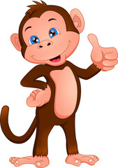 cute monkey cartoon thumb up