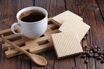 Wafers and coffee cup