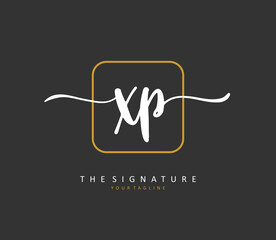 XP Initial letter handwriting and signature logo. A concept handwriting initial logo with template element.