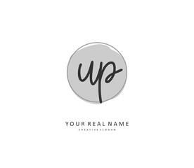 UP Initial letter handwriting and signature logo. A concept handwriting initial logo with template element.