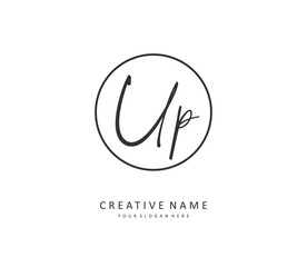 UP Initial letter handwriting and signature logo. A concept handwriting initial logo with template element.