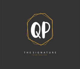 QP Initial letter handwriting and signature logo. A concept handwriting initial logo with template element.