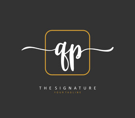 QP Initial letter handwriting and signature logo. A concept handwriting initial logo with template element.