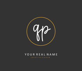 QP Initial letter handwriting and signature logo. A concept handwriting initial logo with template element.