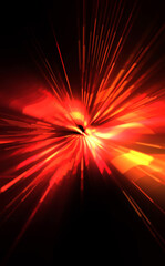 Futuristic lens flare. Light explosion star with glowing particles and lines. Beautiful abstract rays background.