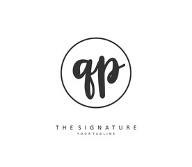 QP Initial letter handwriting and signature logo. A concept handwriting initial logo with template element.