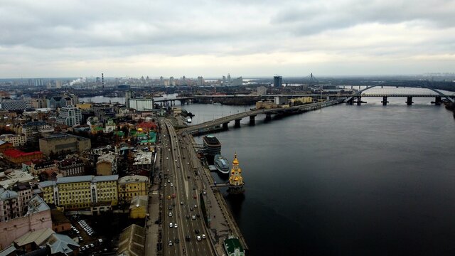River and bridge from the sky