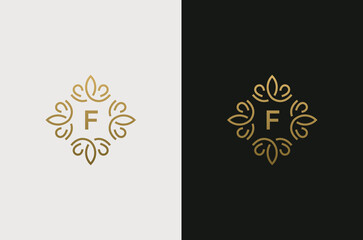 Letter F Monogram design elements, graceful template. Elegant line art logo design. Retro Vintage Insignia or Logotype.