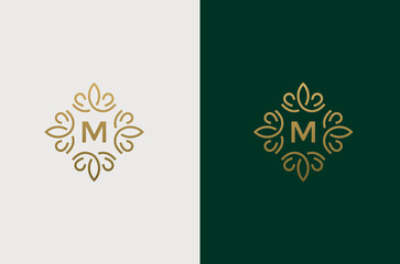 Letter M Monogram design elements, graceful template. Elegant line art logo design. Retro Vintage Insignia or Logotype.