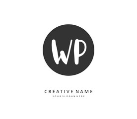 WP Initial letter handwriting and signature logo. A concept handwriting initial logo with template element.