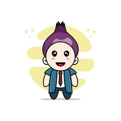 Cute businessman character wearing onion costume.