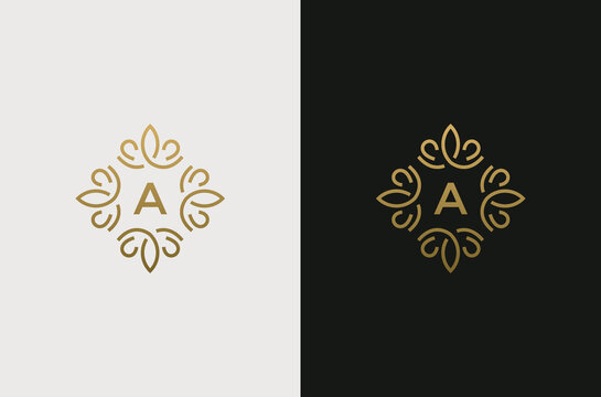Letter A Monogram design elements, graceful template. Elegant line art logo design. Retro Vintage Insignia or Logotype.