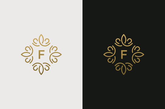 Letter F Monogram design elements, graceful template. Elegant line art logo design. Retro Vintage Insignia or Logotype.