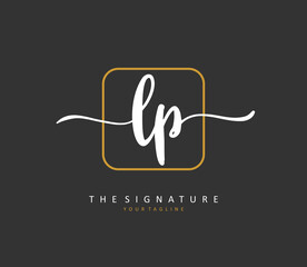 LP Initial letter handwriting and signature logo. A concept handwriting initial logo with template element.