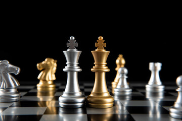chess board game for ideas and competition and strategy, business success concept