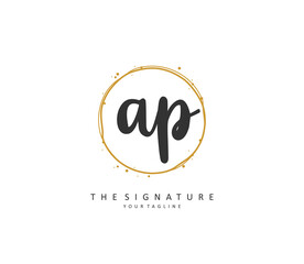 AP Initial letter handwriting and signature logo. A concept handwriting initial logo with template element.