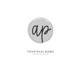 AP Initial letter handwriting and signature logo. A concept handwriting initial logo with template element.