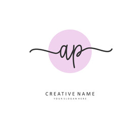 AP Initial letter handwriting and signature logo. A concept handwriting initial logo with template element.