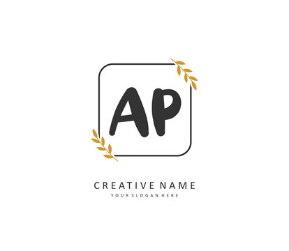 AP Initial letter handwriting and signature logo. A concept handwriting initial logo with template element.