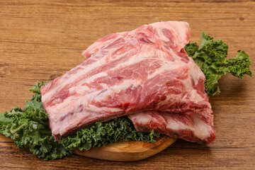 Raw pork ribs for cooking