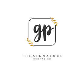 GP Initial letter handwriting and signature logo. A concept handwriting initial logo with template element.